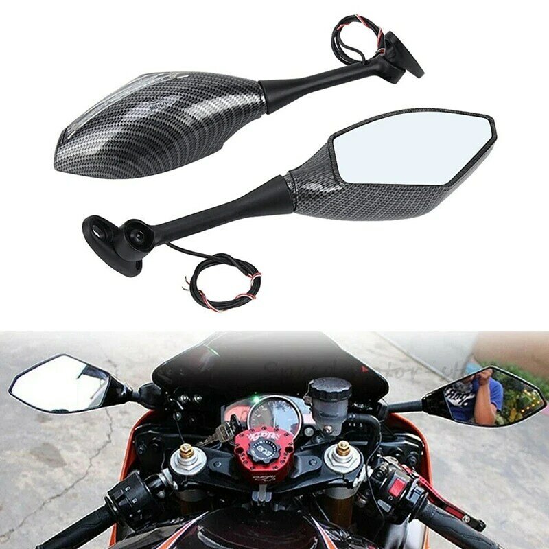 Универсальные мотоциклетные зеркала заднего вида, двойной светодиодный указатель поворота, боковой маркер для KAWASAKI NINJA YAMAHA YZF SUZUKI