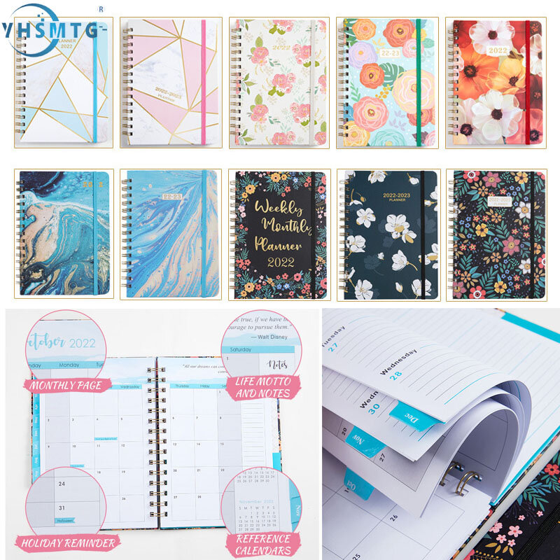 A5 Coil Notebook Schedule Book Daily Plan Book English Book Diary Planner 68 Sheets Notepad Stationery Office School Supplies