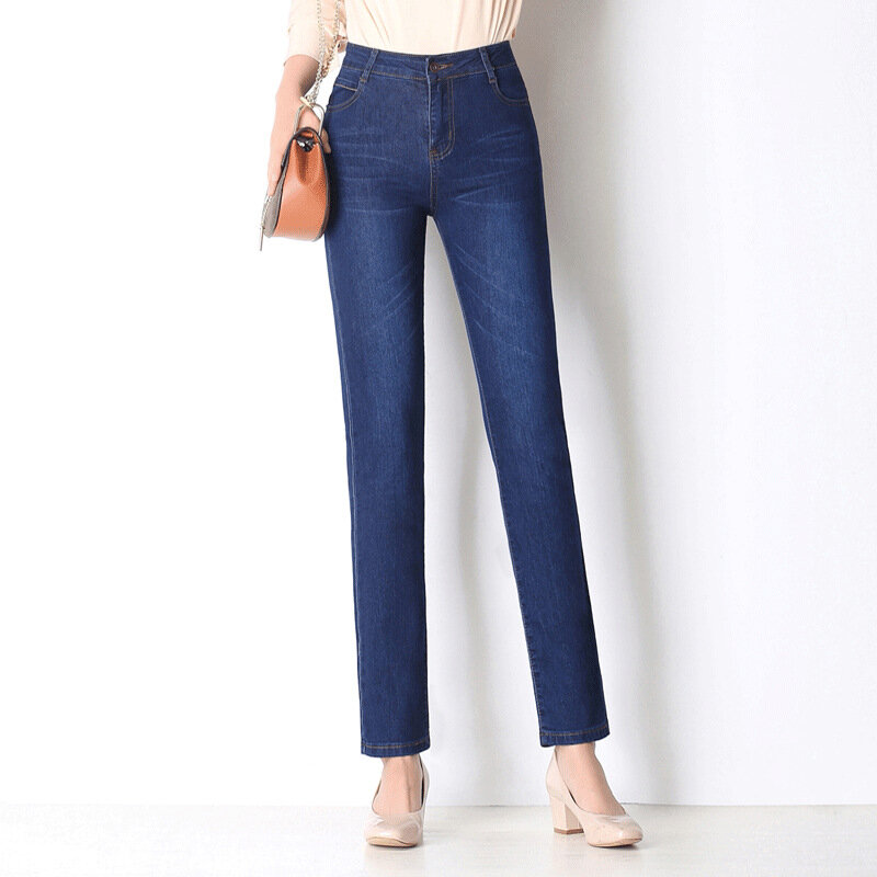 2022 outono e inverno calças de brim femininas lã jeans casual moda all-match jeans de alta qualidade