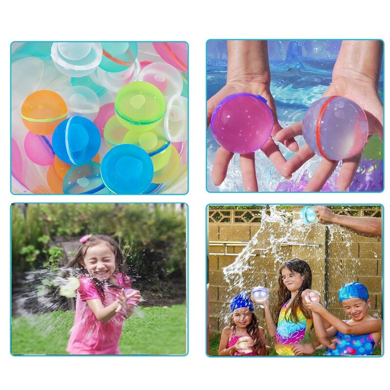 Bolas divertidas para salpicaduras de bomba de agua, globos de agua reutilizables, bola absorbente para piscina al aire libre, juguete para jugar en la playa, favores de fiesta, juegos de lucha contra el agua