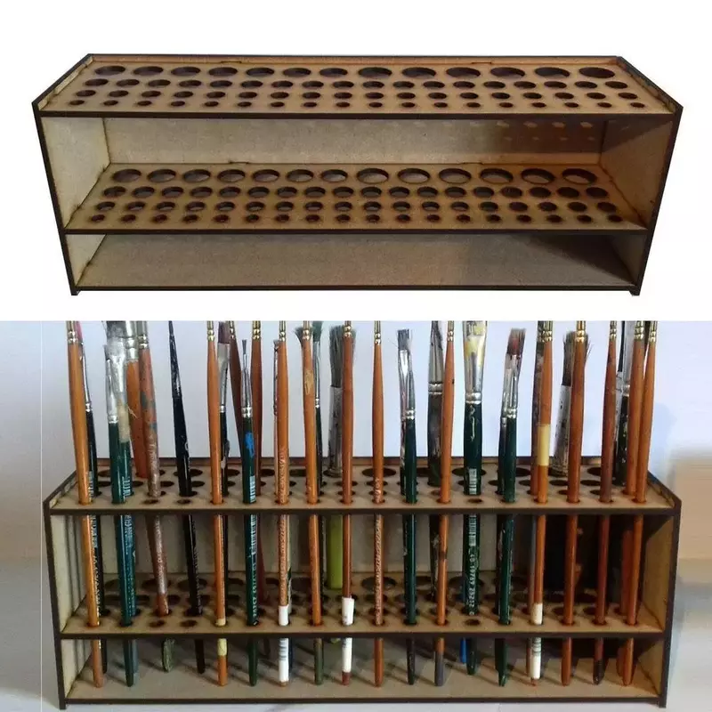 67 buracos multifuncional pincéis de tinta titular quadrado caneta de madeira suporte lápis rack de armazenamento pintura organizador escola arte suprimentos