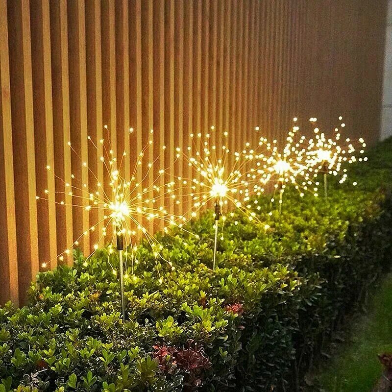 Solar Powered Freien Gras Globus Löwenzahn Feuerwerk Lampe Flash String 90 /120/150 LED Für Garten Rasen Landschaft Urlaub Licht