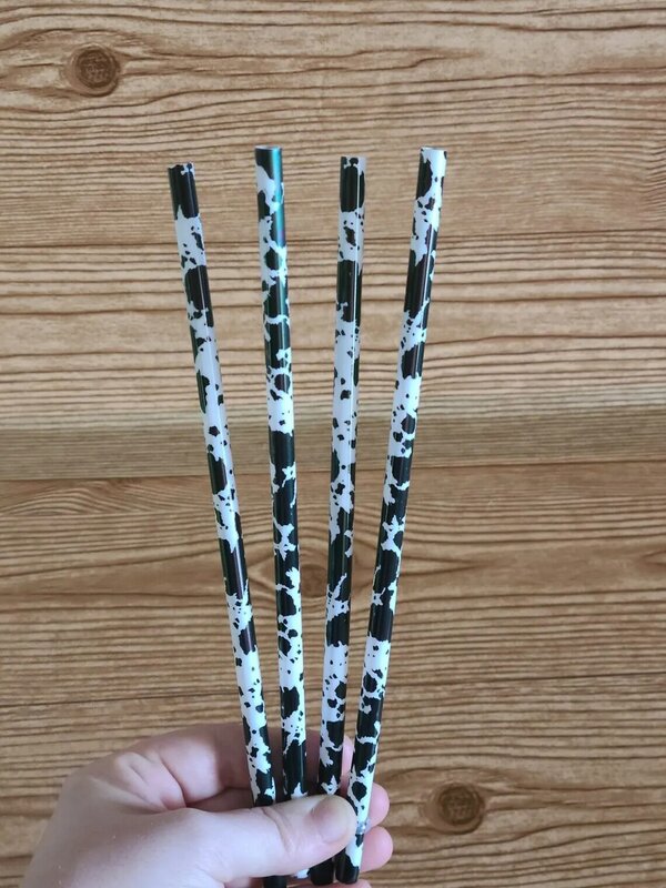 Cow Print Reusable Plastic Straw 9 inch Water Tumbler Party Straws Recyclable Custom Straw For Wedding Accesorries