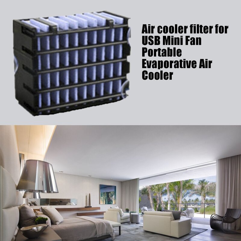 Filtro de enfriador de aire, elemento de filtro de enfriador de aire evaporativo portátil, ultracompacto, con USB, 13x6,5x10cm