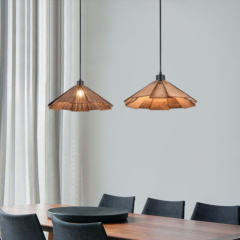 Dining room pendant lights retro creative single head pastoral table bar homestay tea room wabi-sabi wind island wooden lamp