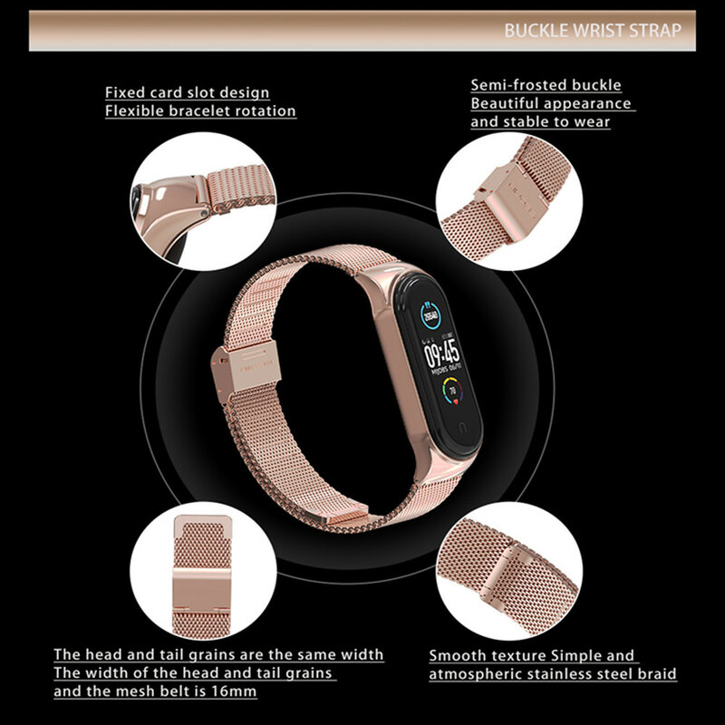 Bracelet milanais en métal pour Xiaomi, bracelet en acier inoxydable pour Mi Band 7, 6, 5, 4, 3