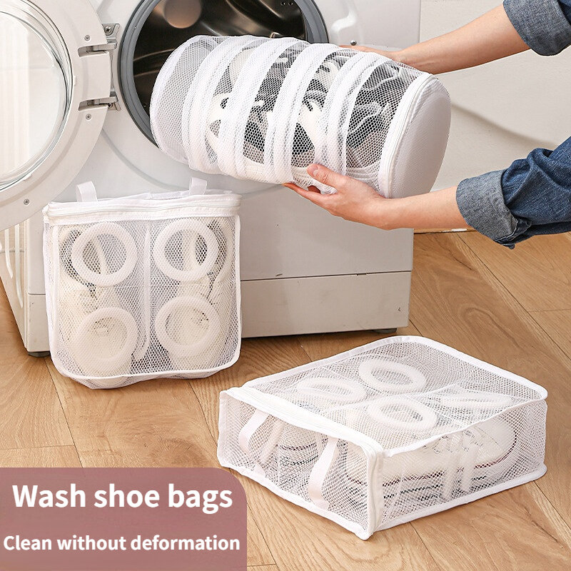 Mesh Washing Machine Shoes Bag Anti-deformation Zipper Laundry Bag Travel Shoes Clothes Storage Bags Shoes Airing Dry Tool