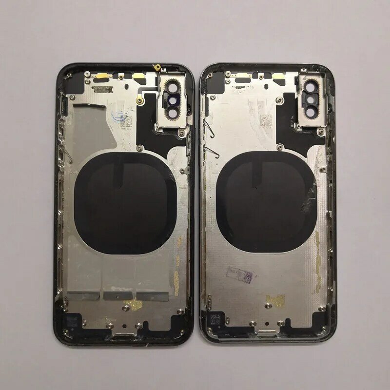 1 Juego de cubierta trasera para iPhone X + Marco de chasis medio + bandeja SIM + piezas de llave lateral + pegatina de batería conjunto de carcasa trasera para X