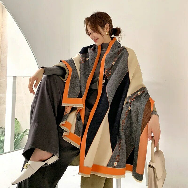 2021 New Winter Scarf Female Cashmere Lady Fashion Blanket Double-Sided Thick Shawl Student Pashmina Women Scarves Bandana