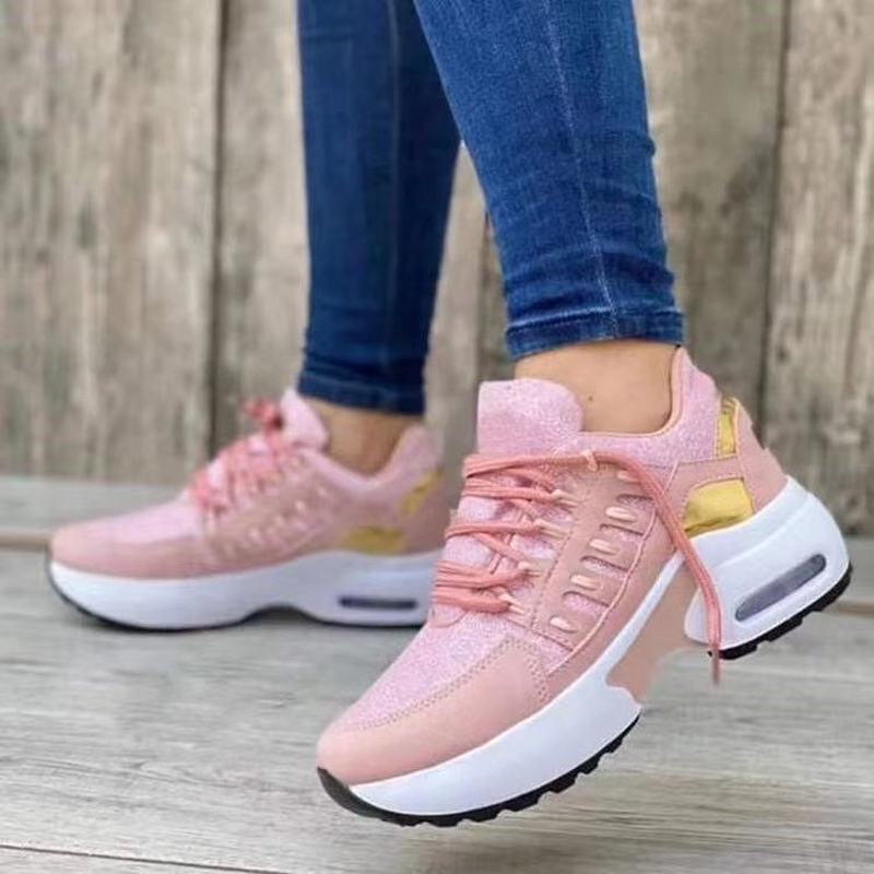 2022 New Wedge Sneakers Women Lace-Up Height Increasing Sports Shoes Ladies Casual Platform Air Cushion Comfy Vulcanized Shoes