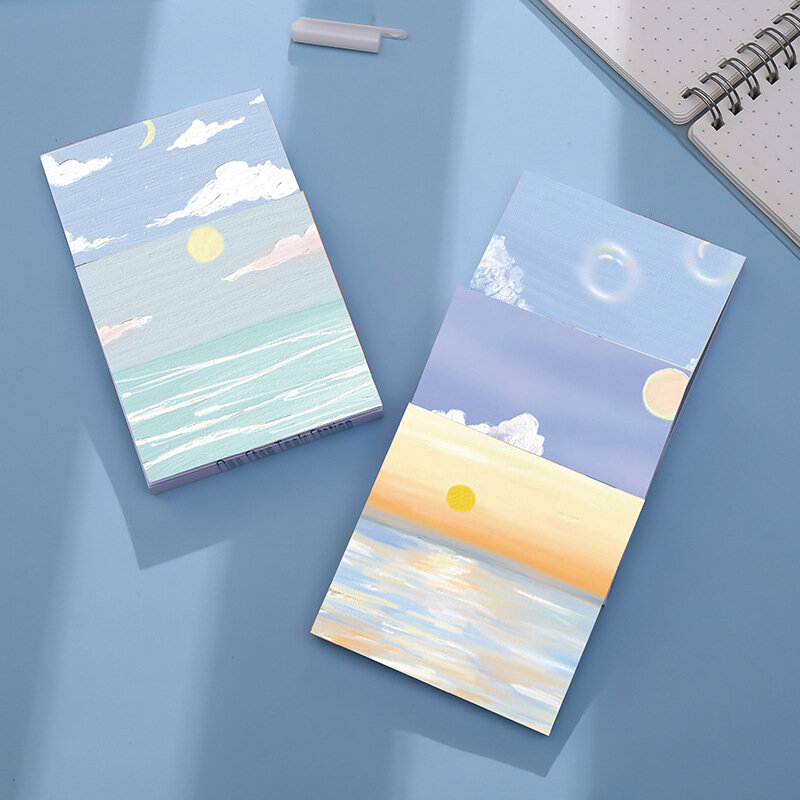Korean Creative Landscape Sticky Notes Portable Notepad Tearable Notebook Memo Pad Office School Supplies Stationery Plan Label