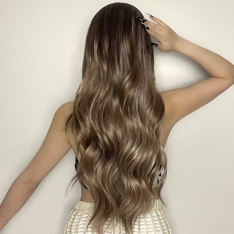 Длинные волнистые синтетические парики LOUIS FERRE с эффектом омбре, коричневый, светло-коричневый, кудрявый, блонд, балаяж, парик для косплея