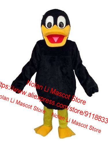 Disfraz de Mascota de pato negro de pelo largo personalizado, conjunto de dibujos animados, juego naranja, juego publicitario de carnaval, regalo para adultos, nuevo, 834