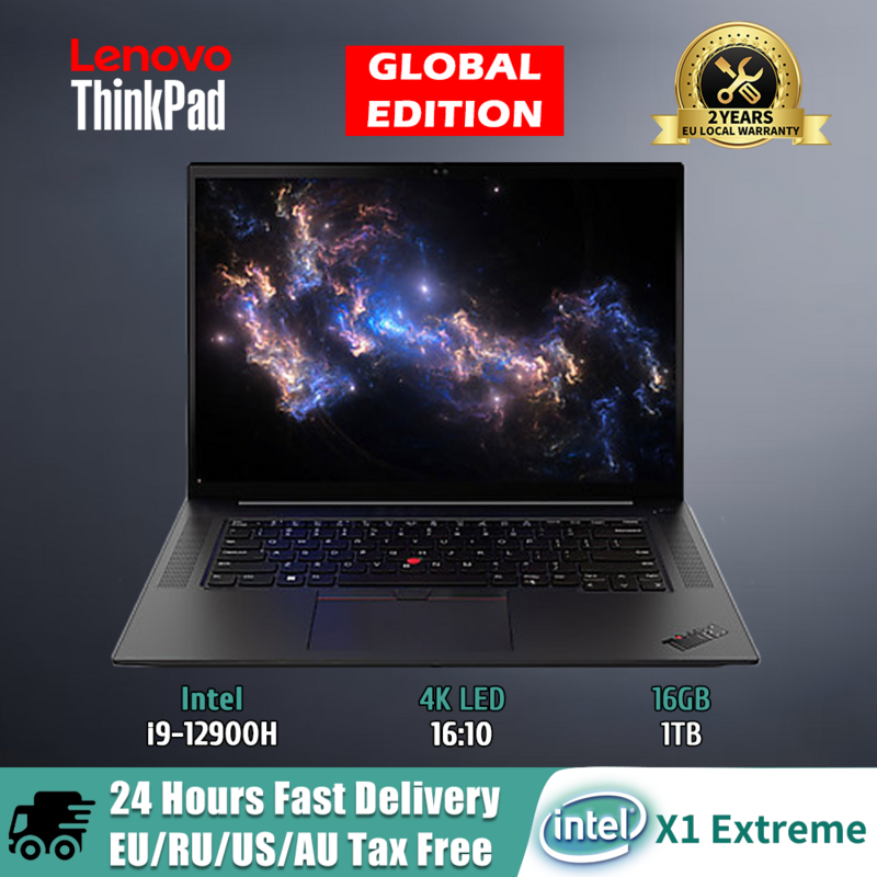 Lenovo portátil thinkpad x1 extrema ultrabook notebook 2022 i9-12900H rtx 3080ti 16gb 512gb/1tb/2tb ssd 16 polegadas 4k 100% adobe rgb