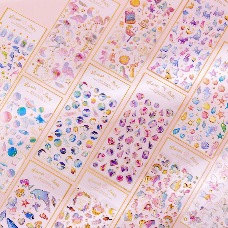 Korean Ins Magic Planet Crystal Epoxy Transparent Hand Account Diary Creative Kawaii Decor Stickers Student DIY Plan Material