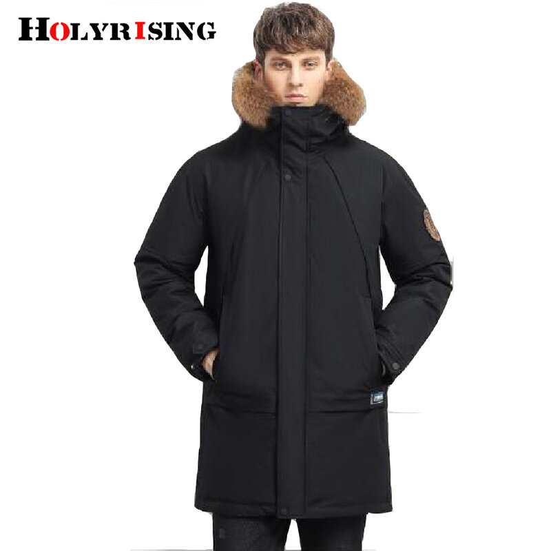 Casaco grosso Holyrising masculino, trench coat impermeável e à prova de vento, chapéu de pele, inverno, comprimento 90% baixo, novo, 2023