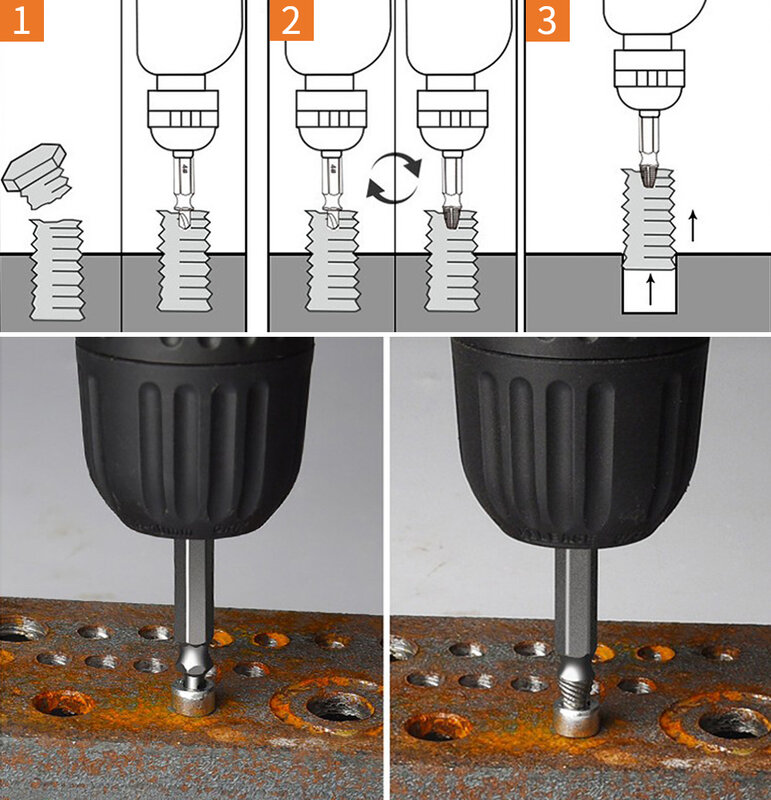 Beschädigt Schraube Extractor Drill Bits Guide Set Gebrochen Beschädigt Schraube Entferner Doppelseitige Beschädigt Schraube Extractor Hand Werkzeuge 4Pcs