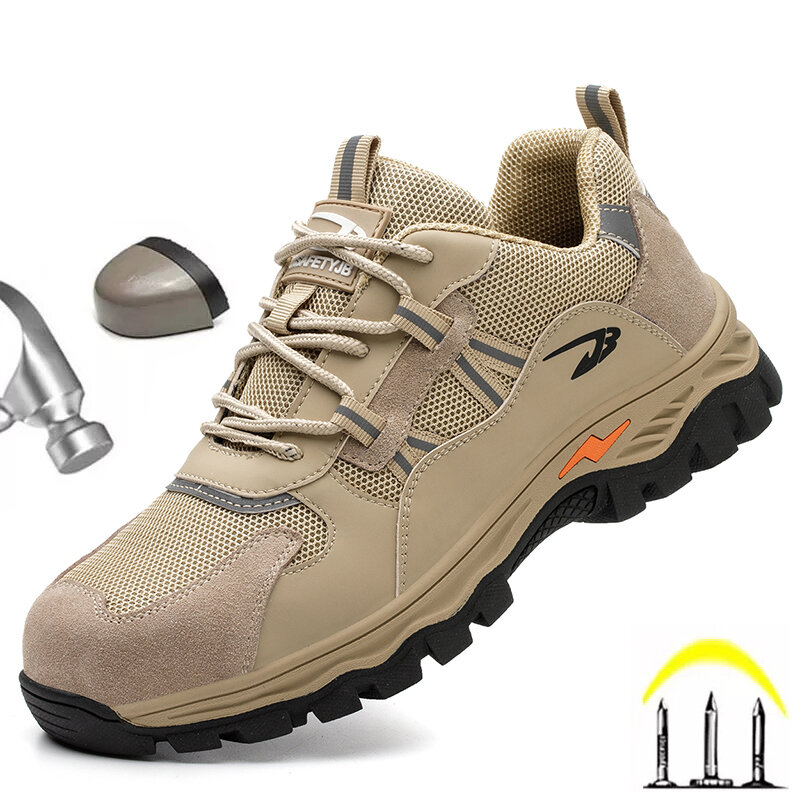 2023 New Work Safety Shoes Men Safety Boots Hiking Anti-Smashing Anti-Puncture Work Shoes Sneakers Male Work Boot Indestructible