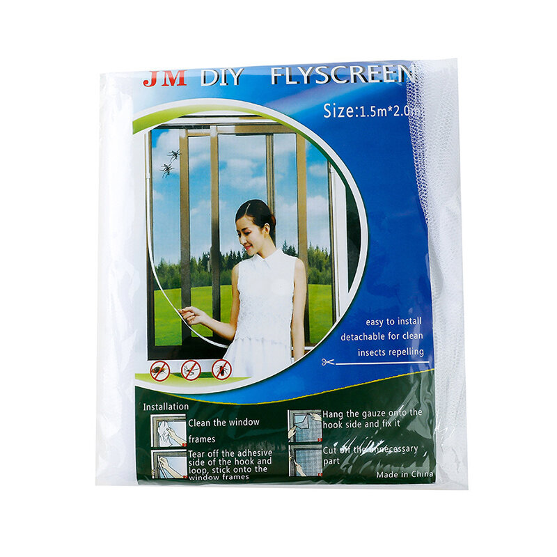 Mosquitera de malla para ventana, cortina interior antimoscas, tul invisible antimosquitos, extraíble, lavable y personalizada, para verano