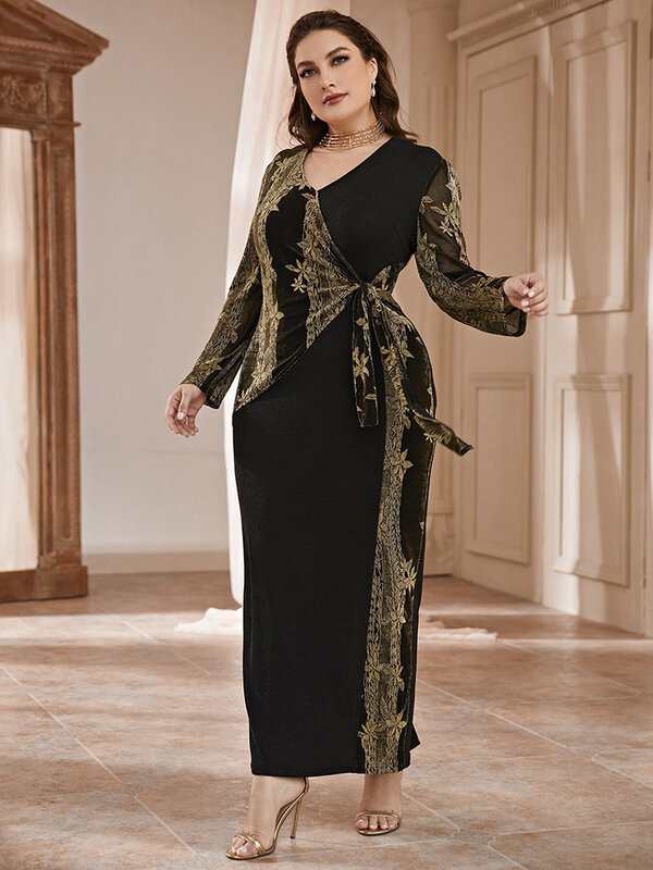 TOLEEN – Robe de soirée Maxi grande taille pour femme, tenue Chic et élégante, à manches longues, style musulman turc, collection automne-hiver 2022