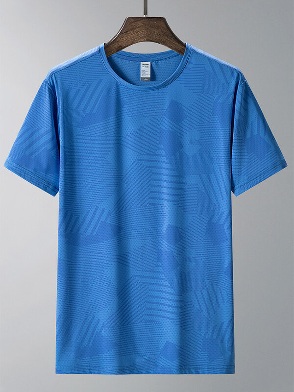 Letnie oddychające siatki t-shirty mężczyźni odzież sportowa Stretch Nylon potu koszulki męskie Plus rozmiar modny nadruk trening siłownia T Shirt 8XL