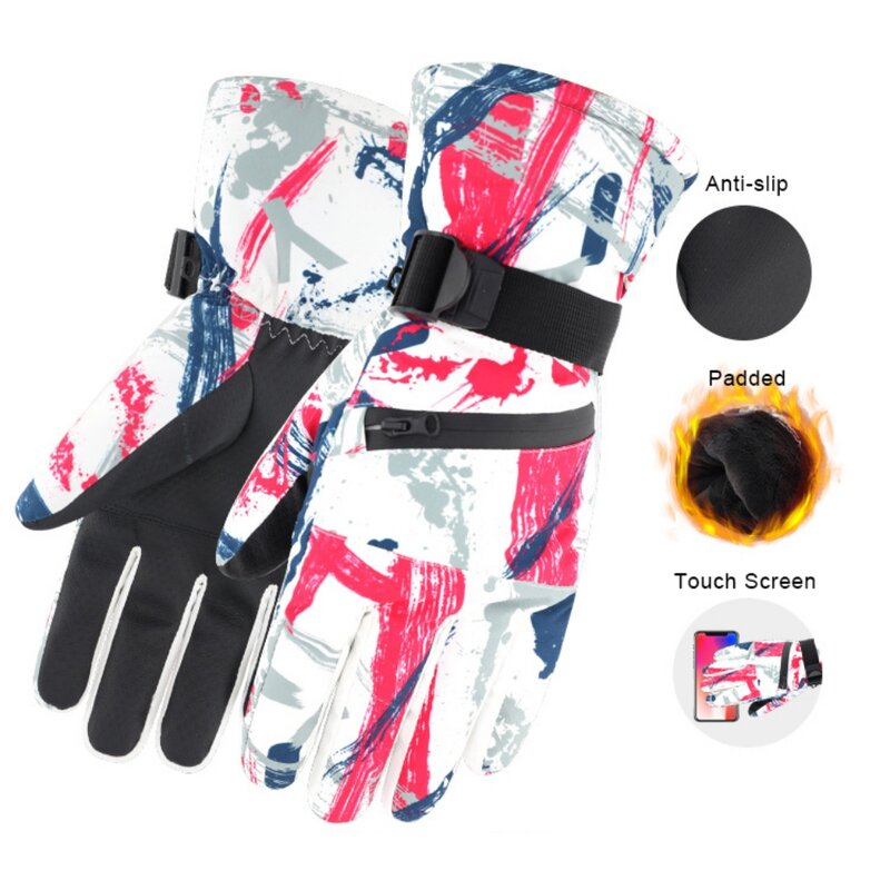 Ski Gloves Men Women Waterproof Winter Warm Gloves Touch Screen Camping Hiking Motorcycle Plus Fleece Cycling Gloves Anti-slip