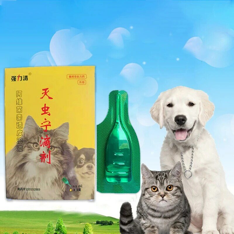 0,5 mlx3 Pet Insektizid Anti Floh Läuse Insekten Mörder Spray Haustiere Liefert Für Hund Katze Externe Entwurmung Behandlung Pet Trank
