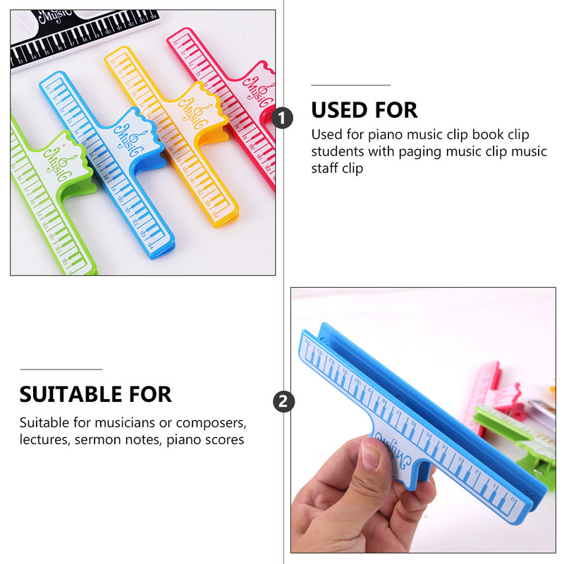 Music Clips Clip Book Sheet Holder Page Note Piano Holders Fixed Score Plastic Paper Clamps Musical  Paperclips Musician Marker