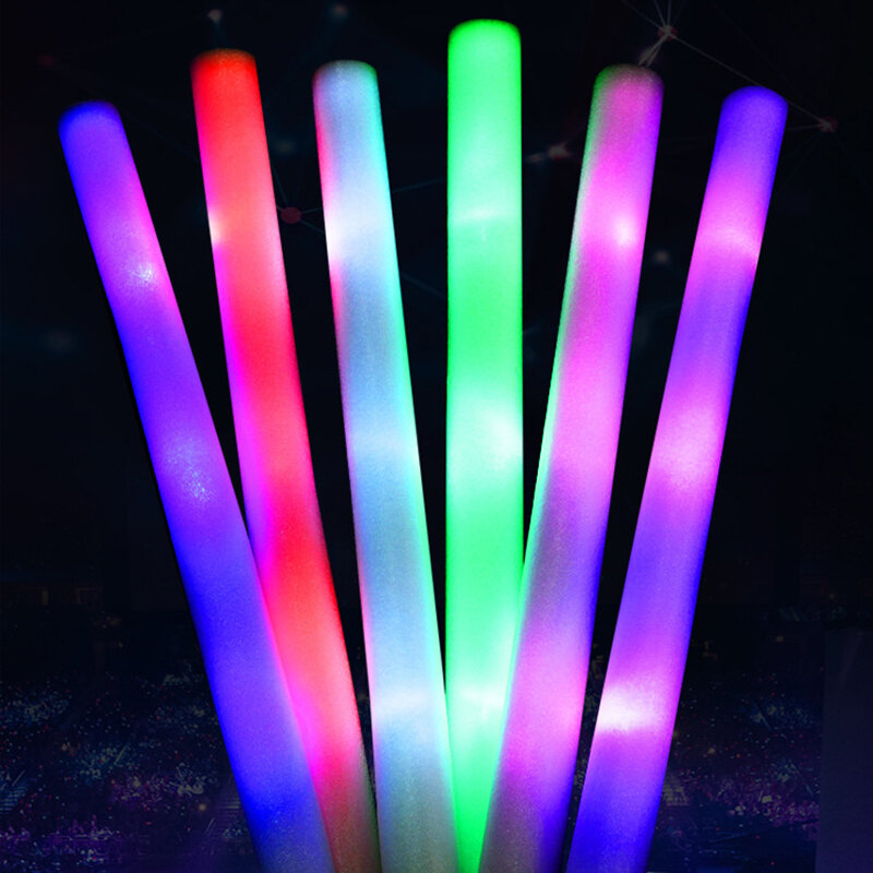 12/15/30/60Pcs Bulk Colorful LED Glow Sticks RGB LED Glow Foam Stick Cheer Tube Dark Light compleanno forniture per feste di matrimonio