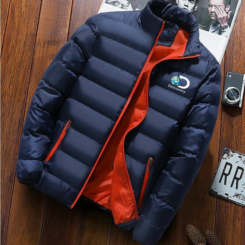 New Discovery 2022 Winter Light Cotton Jacket Men's Fashion Print Stand Collar Business Slim Warm Coat Casual Bomber Parka Jacke