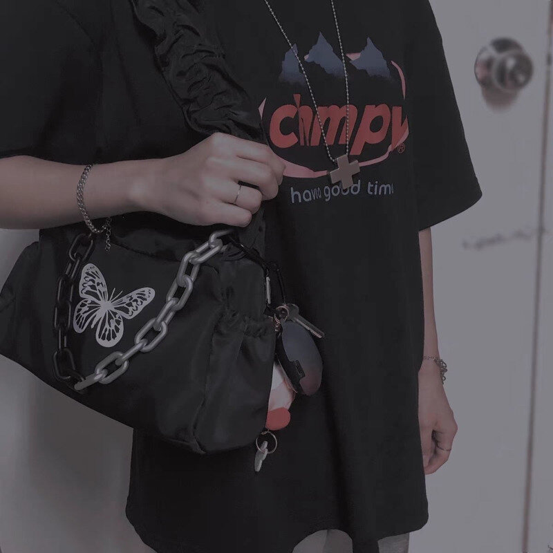 Odblaskowy motyl na jedno ramię francuski pod pachą łańcuch torby czarna torba projekt damska torebka torebka moda dziewczyna torebka torba na ramię