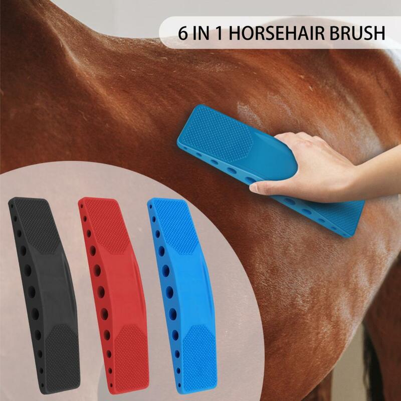Brosse cheval 6 en 1 pour éliminer les poils, outil de Massage, nettoyage de la sueur, toilettage cheval, fournitures équestres