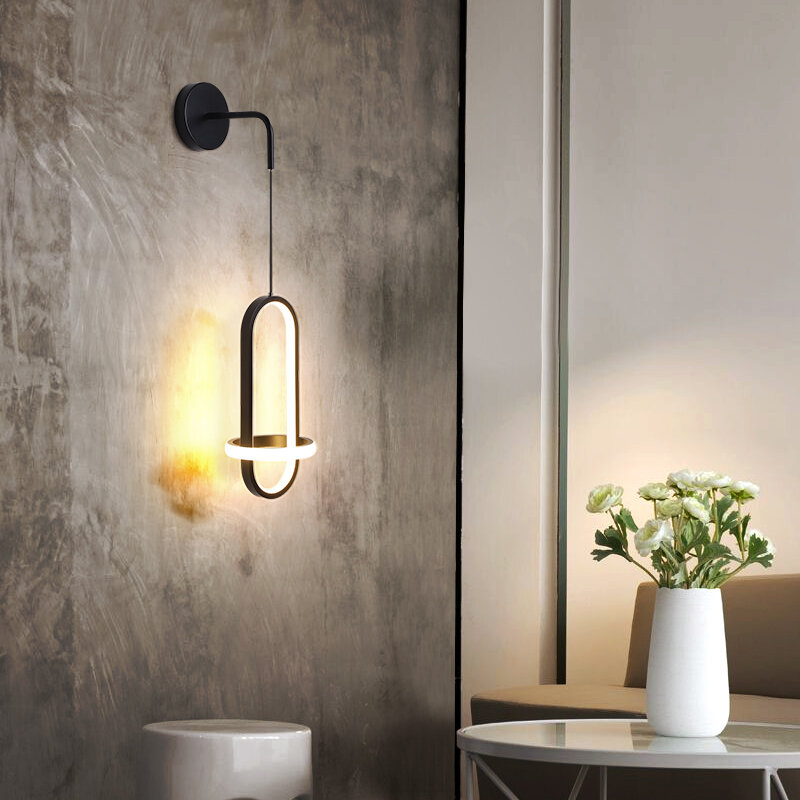 Relógio de parede lâmpada de cabeceira quarto nordic luxo criativo sala estar fundo da lâmpada de parede forma decoração do corredor lâmpada de parede