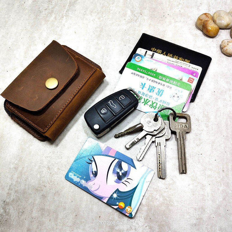Blongk Multifunctional ซิปเอวกระเป๋าเข็มขัดหนังแพ็คไดร์เวอร์ใบอนุญาตกรณีผู้ถือบัตรกุญแจผู้ชาย LFKHD