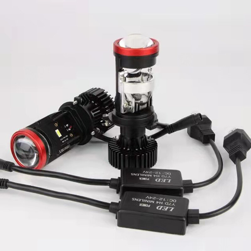 Canbus – projecteur LED H4 à Mini lentille, Kit d'ampoules de phares automobiles, feux de croisement et de route, 120W, ventilateur Turbo