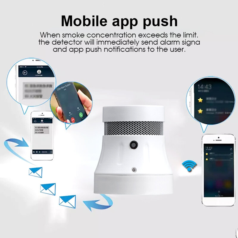 Corui-Tuya Zigbee 스마트 연기 감지기 센서, 스마트 라이프/tuya 앱 연기 경보 화재 방지 보안 시스템 원격 모니터