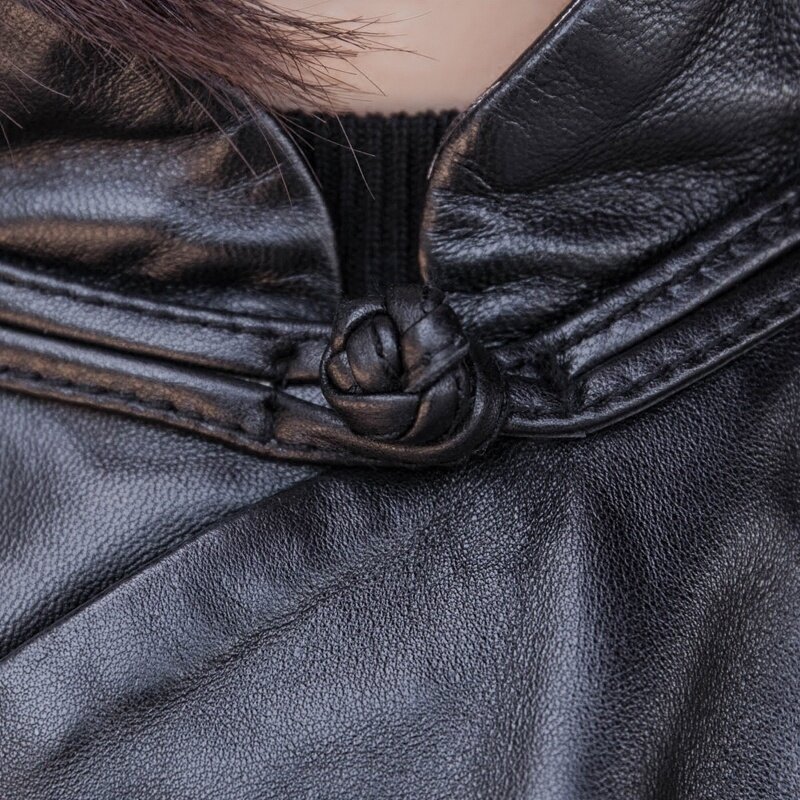 2022 new spring 100% royal leather jacket of women casual ricamato mark cappotto corto stampato streetwear top vintage in pelle di montone