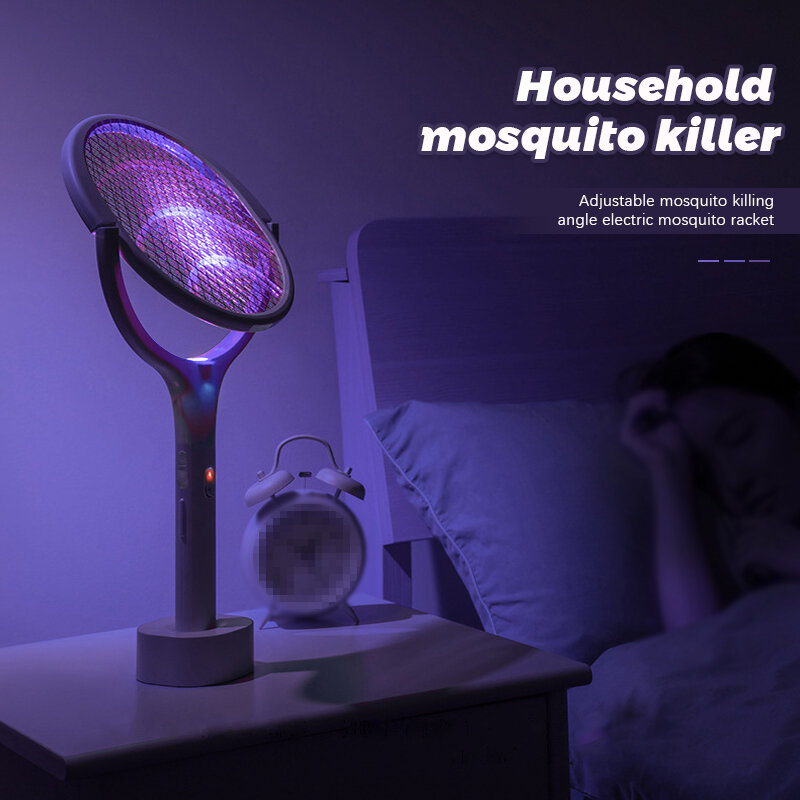 Matamosquitos eléctrico 5 en 1, 3500V, multifunción, ángulo ajustable, recargable por USB, matamoscas inteligente