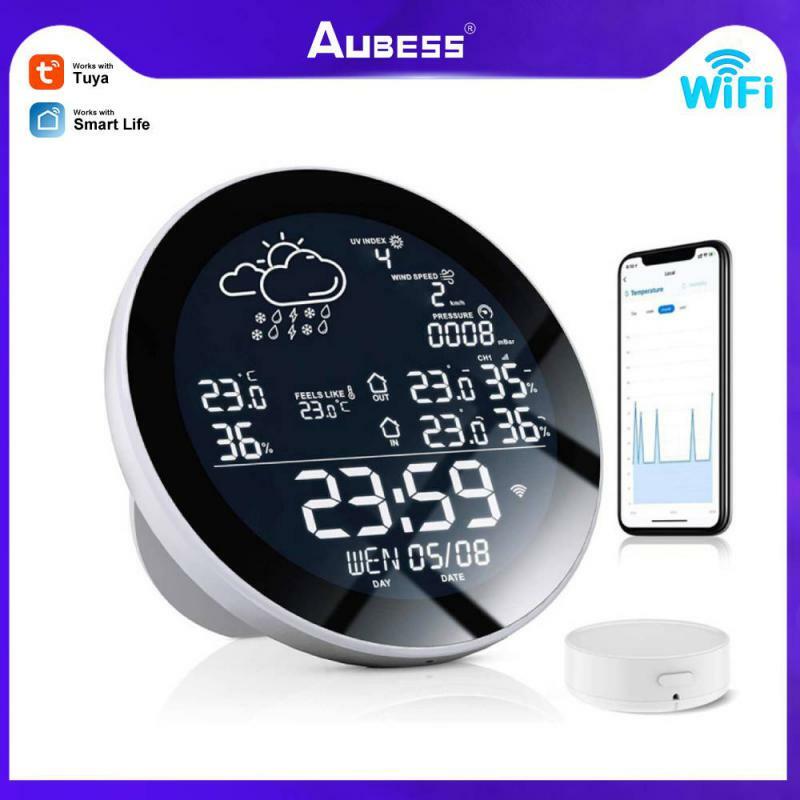 Tuya-reloj Digital con pantalla LCD para interiores y exteriores, medidor de temperatura y humedad, termómetro inteligente, higrómetro, Sensor de temperatura