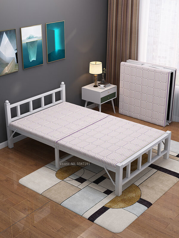 Składane łóżko w nowoczesnym stylu domowe domowe pojedyncze/dla dwóch osób łóżko proste wypoczynek żelazna rama łóżko składane camas modernas