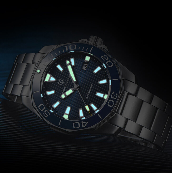 PAGANI Men Automatic Mechanical Watch Japan Hollow Wristwatch Sapphire Crystal Stainless Steel 100M Waterproof Luminous Calendar
