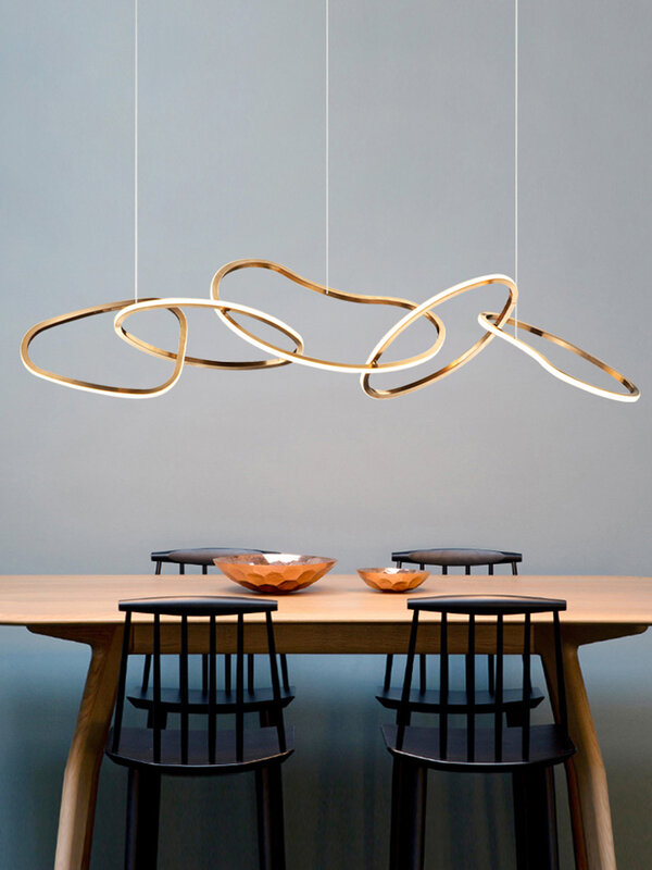 Plafonnier LED suspendu en forme de cercle, couleur or Rose, design moderne, luminaire décoratif d'intérieur, idéal pour une salle à manger ou un Bar