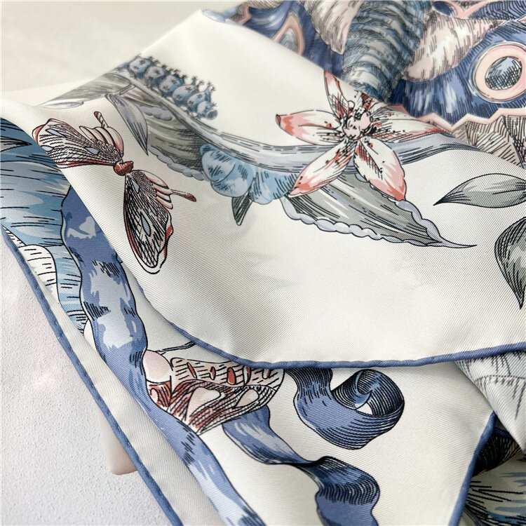 100% Mulberry Silk Scarf Wraps Brand Designer Women Ladies Luxury Scarves for Spring Clothing Accessories 14mm 35x35 90 Bandana