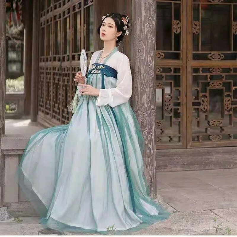 Kostum Tradisional Cina Wanita Pakaian Hanfu Wanita Pakaian Putri Dinasti Han Gaun Peri Dinasti Tang Oriental
