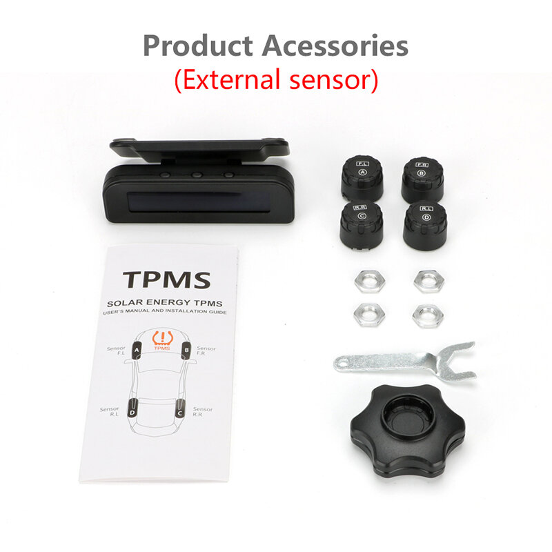Jansite TPMS sistema di monitoraggio della pressione dei pneumatici per auto Multi-angolo regolabile attaccato al vetro Wireless Solar Power Tpms con 4 sensori