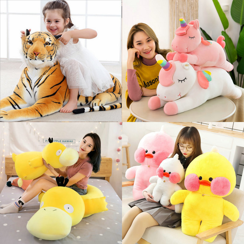 60-130Cm Bantal Lembut Lucu Mainan Mewah Besar Hewan Kartun Lucu Boneka Figur Tidur Siang Tidur Dekorasi Rumah Hadiah Boneka untuk Anak-anak Perempuan