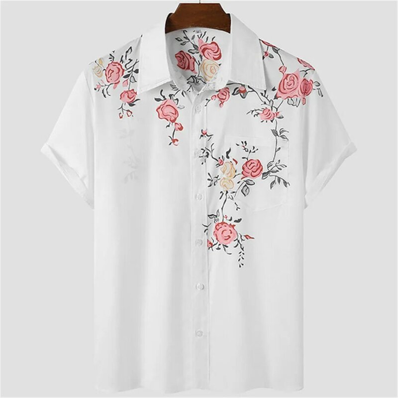 2022 Bloem Shirt Hawaiian Shirt Mannen Kleding Losse Ademende Mannen Shirts Zomer Mannelijk Overhemd Straat Toevallige Korte Mouw Tops 5xl