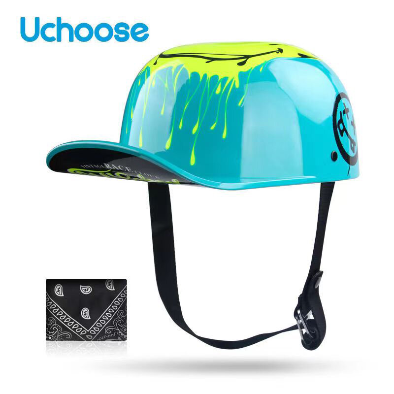 신제품 오토바이 헬멧: 레트로 남성과 여성의 여름 개성 오토바이 하프 헬멧, 야구 모자