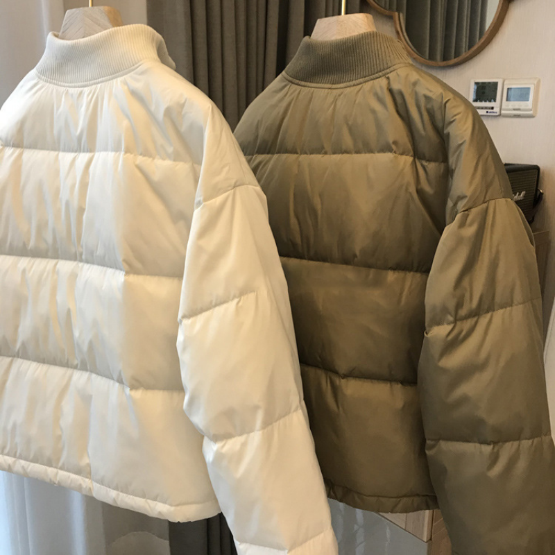 Winter Coat Women Jacket  90% White Duck Down Knitted Stand-up Collar Short Jackets Light Zero Pressure Khaki Light Thin Clothes