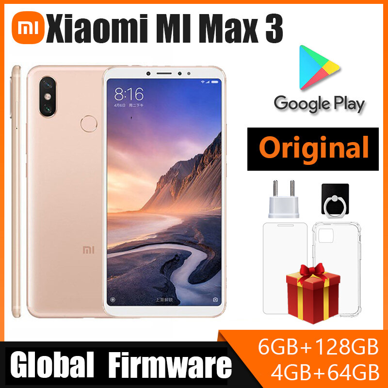 Xiaomi-Smartphone Mi Max 3, Snapdragon 636, huella dactilar trasera, pantalla de 6,9 pulgadas, 12MP, Bluetooth 5,0, Android
